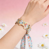 Floral Fabric Iron Cuff Bangles for Women FS-WG41D7B-07-2