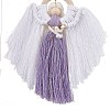 Angel Wood & Cotton Threads Pendant Decoration HJEW-JM02406-03-4