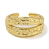 Textured Brass Double Layer Open Cuff Rings for Women RJEW-Z050-02G-2