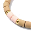 Polymer Clay Column Beaded Stretch Bracelets BJEW-JB09782-04-4