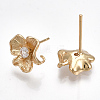 Brass Cubic Zirconia Stud Earring Findings KK-S348-348-2