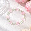 3Pcs 3 Colors Plum Blossom Flower Glass Beads Stretch Bracelets for Women BJEW-JB12138-4