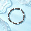 2Pcs 2 Styles Natural Coconut & White Shell Flat Round Beads Stretch Bracelets for Men Women BJEW-JB12460-3