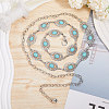 Synthetic Turquoise Oval Link Chain Waist Chains AJEW-WH0518-52P-5