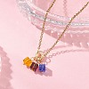 3 Cube Faceted Glass Pendant 304 Stainless Steel Cable Chain Necklaces for Women NJEW-JN05711-01-2