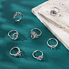 9Pcs 9 Styles Brass Ring Components KK-NB0004-37-4