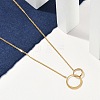 Ion Plating(IP) 304 Stainless Steel Double Ring Pendant Twisted Chain Necklaces for Women NJEW-P320-10G-3