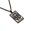 304 Stainless Steel Curb Chain Rectangle with Constellation Pendant Necklaces PW-WG0F5D0-21-1