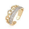 Brass Micro Pave Cubic Zirconia Cuff Rings for Women RJEW-D326-05G-4