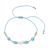 Synthetic Turquoise & Natural Freshwater Shell Moon Charm Bracelets BJEW-MZ00303-01-3