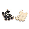 Light Gold Tone Alloy Enamel Pendants ENAM-N056-194-2