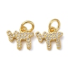 Brass Micro Pave Cubic Zirconia Chai Charms KK-P308-62G-1
