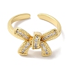 Bowknot Brass Micro Pave Clear Cubic Zirconia Open Cuff Rings for Women LS-RJEW-C098-08G-2