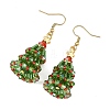 Christmas Brass with Glass Seed Beads Dangle Earrings EJEW-MZ00823-3