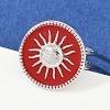 Flat Round with Sun Pattern 304 Stainless Steel Enamel Finger Rings for Women RJEW-G355-05P-02-1