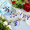 4Pcs Blue Evil Eye Alloy Rhinestone Charm Kilt Pins JEWB-FH00039-4