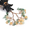 Halloween Theme Natural Green Aventurine and Yellow Quartz Chips Tree of Life Decorations DJEW-B013-02F-2