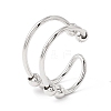 Brass Rotating Beaded Double Line Open Cuff Ring LS-RJEW-H102-05P-1