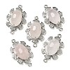 Natural Rose Quartz Faceted Oval Connector Charms G-G181-06P-10-1