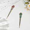 2Pcs 2 Colors Vintage Alloy Hair Sticks OHAR-LP0004-01B-1
