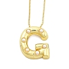 Brass & Plastic Pearl Letter Pandent Box Chain Necklaces for Women NJEW-U017-01G-07-1