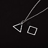 304 Stainless Steel Triangle & Rhombus Pendant Necklace with Box Chains JN1045C-5