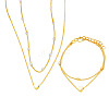 Heart Alloy & Plastic Imitation Pearls Round Beaded Necklaces & Double Layer Bracelets Sets FS-WGC2DB5-01-5
