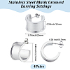 4 Pairs Stainless Steel Round Stud Earring Findings STAS-BBC0011-02-2