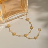 304 Stainless Steel Crystal Rhinestone Flower Starfish Link Chain Y Necklaces for Women NJEW-G181-08G-1