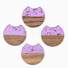 Transparent Resin & Walnut Wood Pendants RESI-S389-001A-B-2