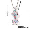 Brass Pave Colorful Cubic Zirconia Letter Pendant Box Chain Necklaces NU0575-35-1