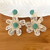 Bohemian Raffia with Linen Stud Dangle Earrings FS-WG91701-07-1