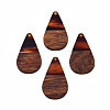 Transparent Resin & Walnut Wood Pendants RESI-N025-030-C02-2