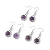 Natural Amethyst Teardrop Dangle Earrings with Crystal Rhinestone EJEW-A092-02P-13-1