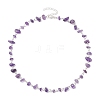 Natural Green Aventurine & Amethyst & Rose Quartz & Obsidian & Aquamarine Chip Link Chain Necklaces NJEW-JN05140-5