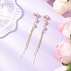 Shell Pearl Bead Tassel Stud Earrings EJEW-JE06653-1