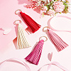 WADORN 4Pcs 4 Colors PU leather Tassel Pendants Keychains KEYC-WR0001-18-4