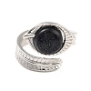 Oval Natural & Synthetic Mixed Stone Cuff Ring RJEW-I079-01-3