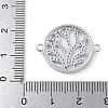 Rack Plating Brass Micro Pave Clear Cubic Zirconia Flat Round with Tree Connector Charms KK-A234-034P-3