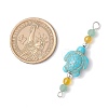 4Pcs 4 Colors Summer Beach Dyed Synthetic Turquoise Connector Charms PALLOY-JF03747-01-2