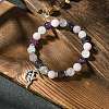 8mm Natural Rose Quartz & Quartz Crystal & Amethyst Round Beaded Stretch Bracelets BJEW-JB10738-02-2