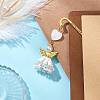 Heart Angel Glass Seed & Plastic Pearl Pendant Bookmark AJEW-MZ00002-4