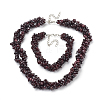 Natural Garnet Beaded Necklaces and Bracelets X-SJEW-Q034-02-1