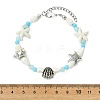 Synthetic Turquoise & Natural Dyed Yellow Jade & Trumpet Shell & Glass & Brass Beaded Bracelets for Women BJEW-JB14105-4