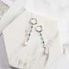 Natural Turquoise Beaded Hoop Earrings EJEW-L294-002P-2