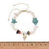 2Pcs 2 Colors Ocean Alloy Shrimp Charm Turtle Starfish Beads Bracelets BJEW-JB14190-5