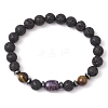 Natural Lava Rock Beads  Stretch Bracelets for Women Men BJEW-JB11323-3