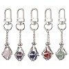 Stainless Steel Macrame Chain Pouch Round Natural Lapis Lazuli & Amethyst & Green Aventurine & Carnelian & Rose Quartz Holder Pendant Decorations HJEW-JM02050-02-1