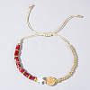 Vintage Gemstone & Brass & Natural Shell Beads Braided Bead Bracelets for Women RT0028-2-1