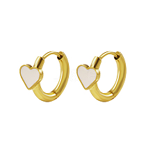 Natural Shell Heart Hoop Earrings QE2465-1